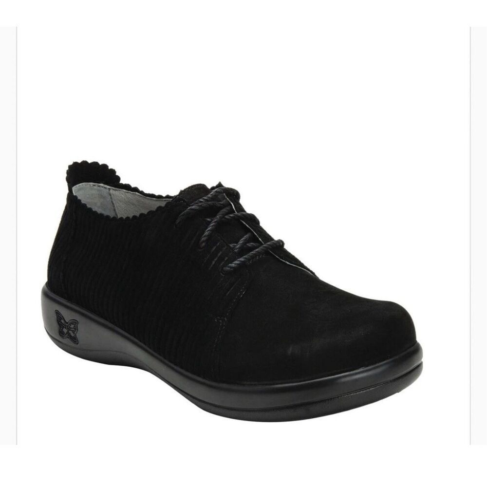 Alegria Pyper Capt Black‎ Corduroy Lace-Up Comfort Shoes Size 9